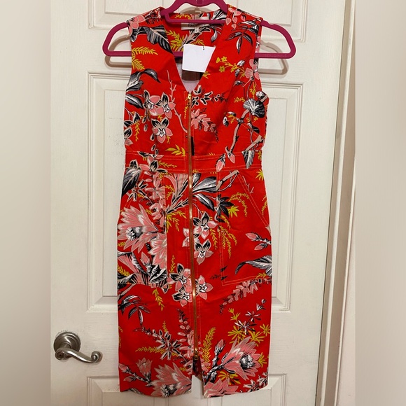 NEW Diane Von Furstenberg Floral Zip Front Sheath Dress - Size 0 - Picture 3 of 9